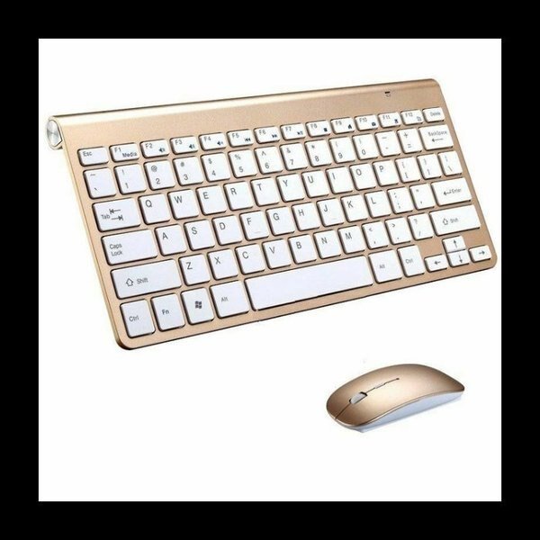Mini Wireless Keyboard And Mouse Set 2.4G Compatible with Mac Apple PC Computer Gold, Sanoxy, Mfr#: SNX-Mini-KYB-MS-ST-GLD